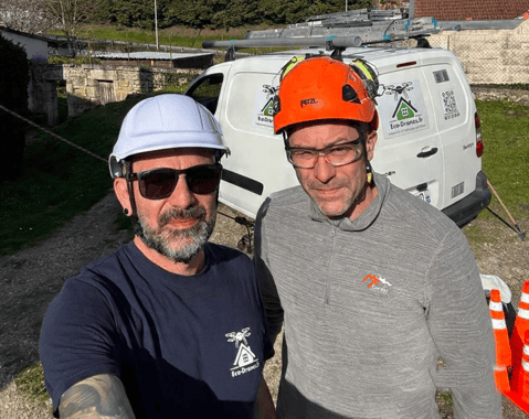 Jean-Loïc Reyssie (Eco Drones) et Pierre Hugede (MP Cordes) — partenariat travaux en hauteur Nouvelle-Aquitaine
