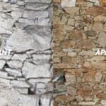 Nettoyage vapeur basse pression d'un mur en pierre, avant et après — Eco Drones, Nouvelle-Aquitaine