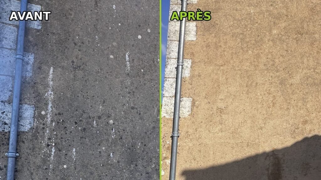 Nettoyage vapeur basse pression d’une façade en enduit, avant / après — Eco Drones, Nouvelle-Aquitaine